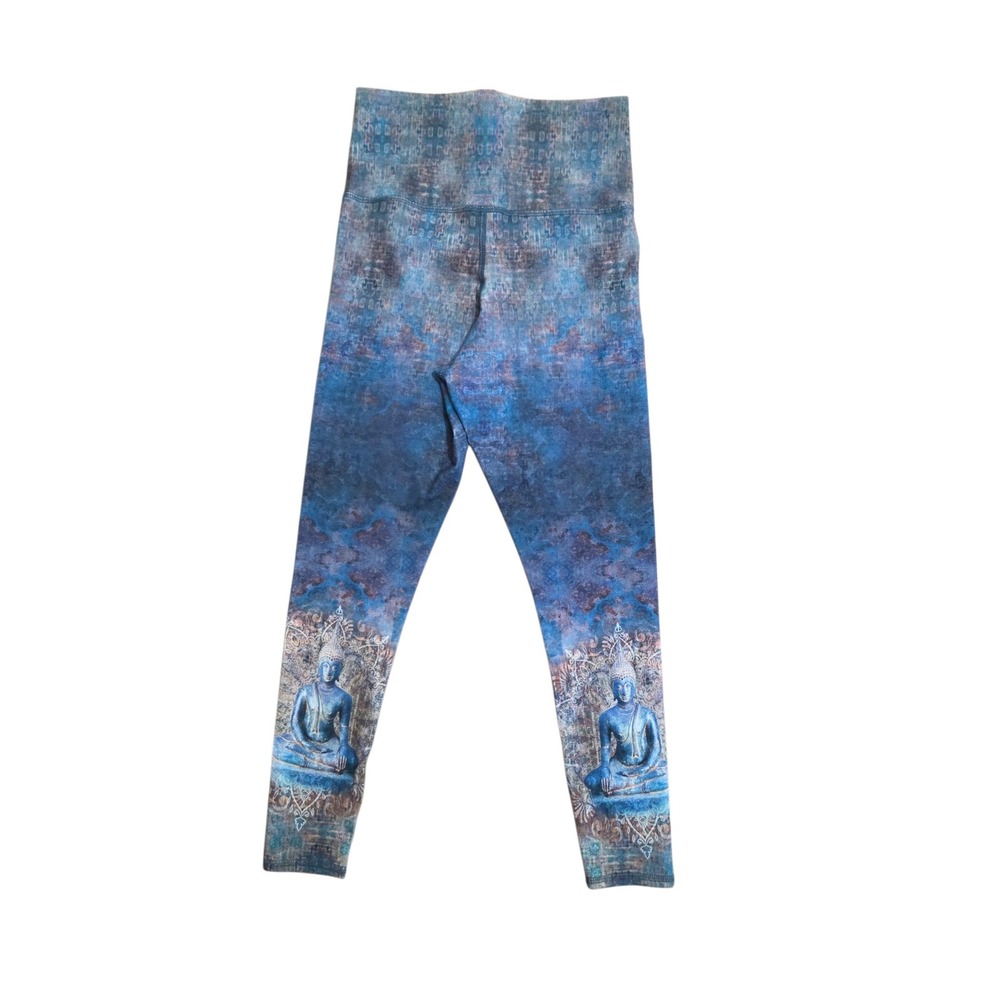 Evolution and Creation Buddha Mandala Print Leggings Blue Copper Small - Picture 2 of 6